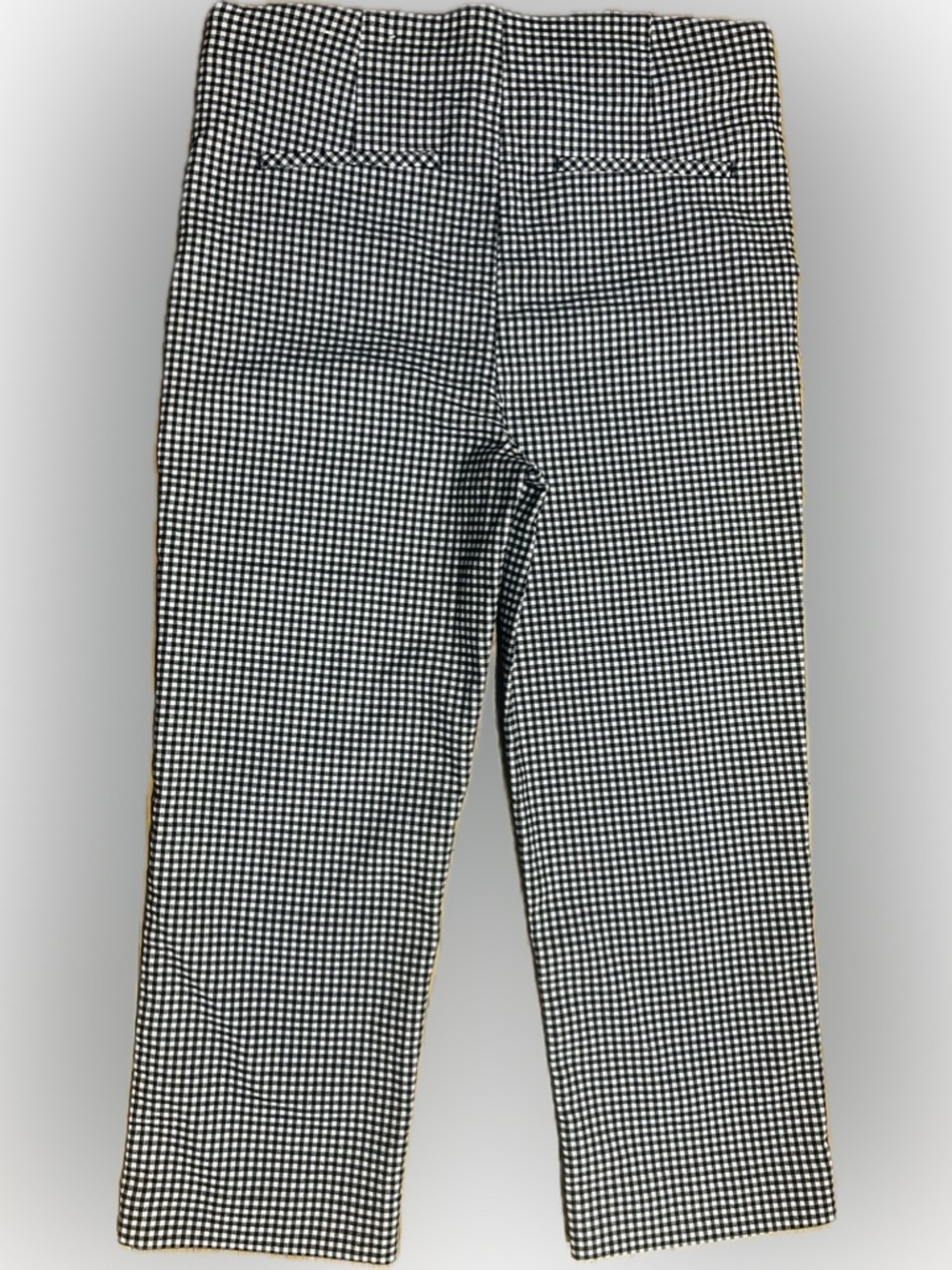 LN Chico's SZ 1.5 (US 10) Black & White Pull-on Gingham Crop Pants/Waist 32”-38” - Picture 3 of 6
